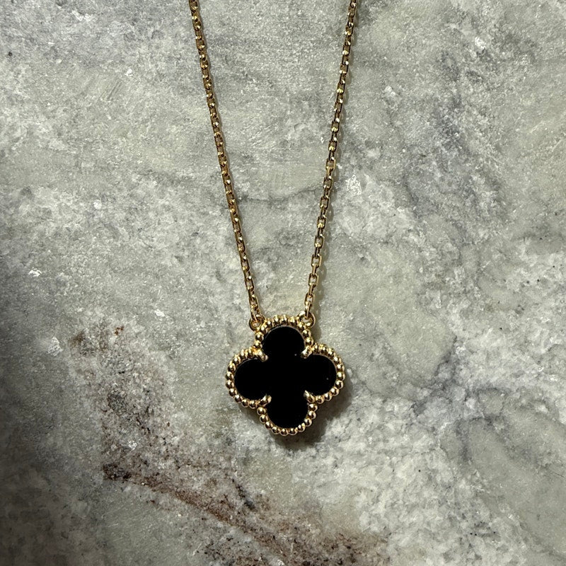 Van Cleef & Arpels Vintage Alhambra Onyx Pendant Necklace