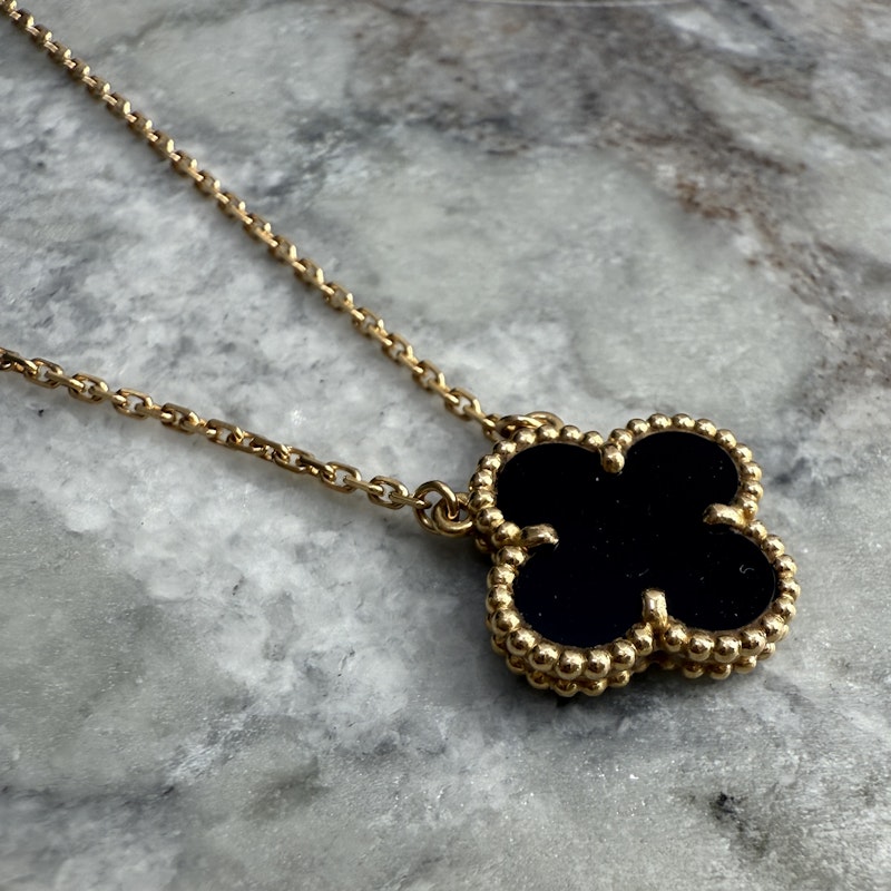 Van Cleef & Arpels Vintage Alhambra Onyx Pendant Necklace