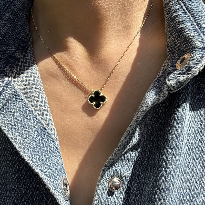 Van Cleef & Arpels Vintage Alhambra Onyx Pendant Necklace