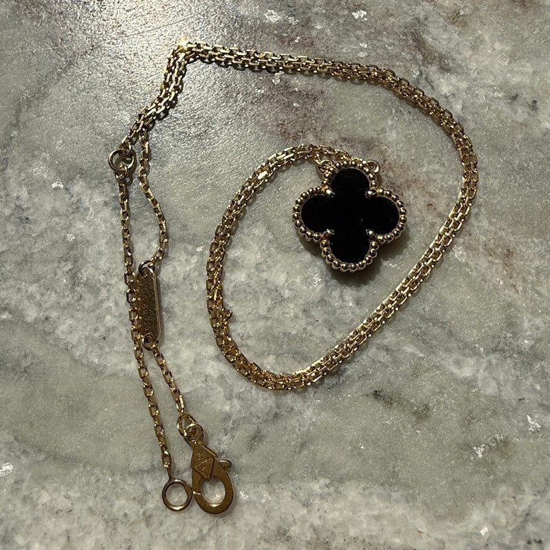 Van Cleef & Arpels Vintage Alhambra Onyx Pendant Necklace