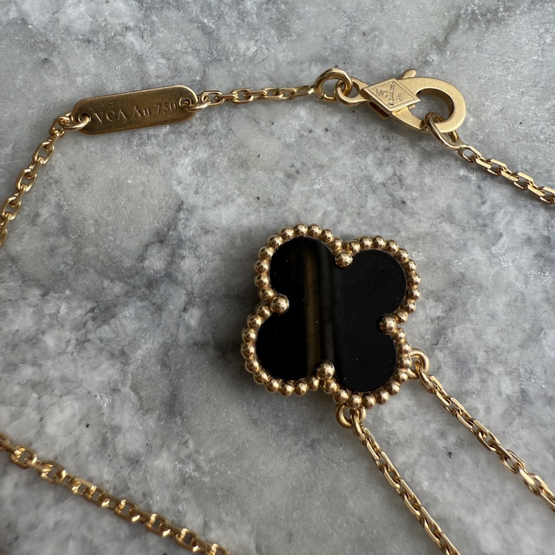 Van Cleef & Arpels Vintage Alhambra Onyx Pendant Necklace