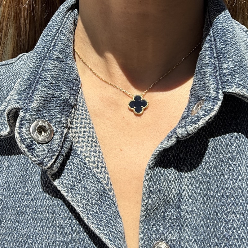 Van Cleef & Arpels Vintage Alhambra Onyx Pendant Necklace