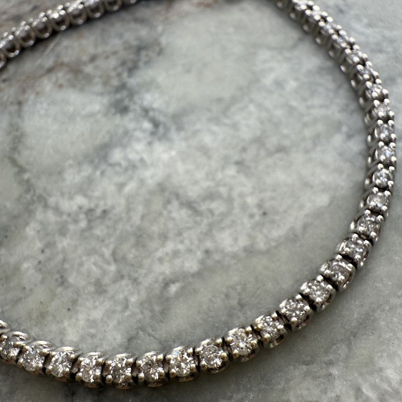 14k White Gold Round Diamond Tennis Bracelet