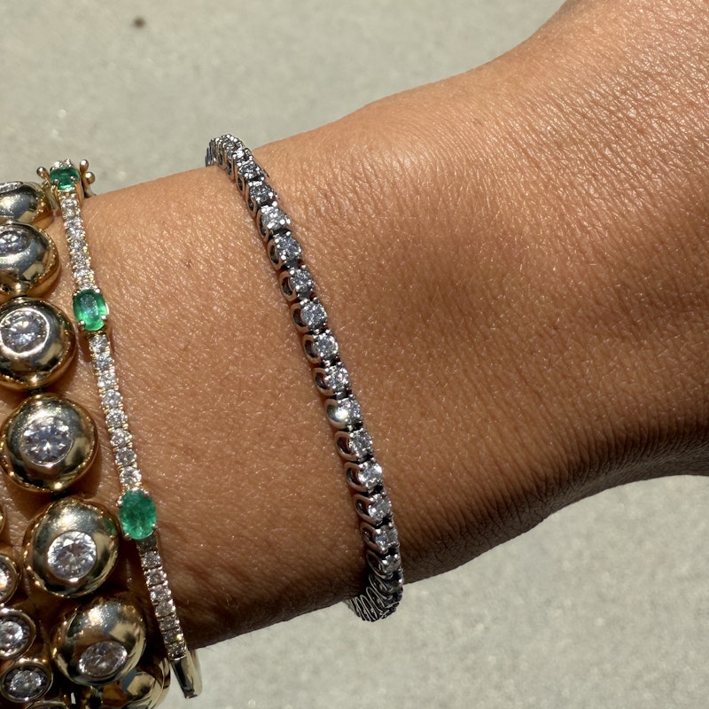 14k White Gold Round Diamond Tennis Bracelet
