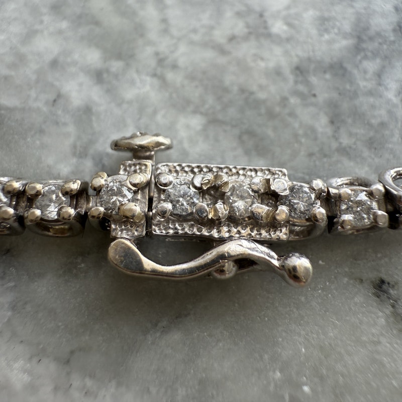 14k White Gold Round Diamond Tennis Bracelet