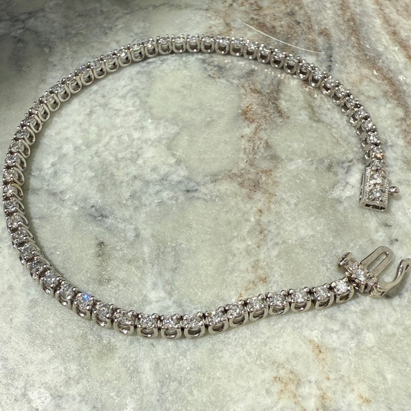 14k White Gold Round Diamond Tennis Bracelet