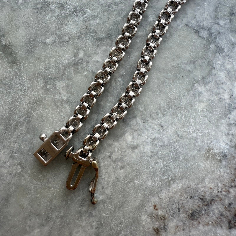 14k White Gold Round Diamond Tennis Bracelet