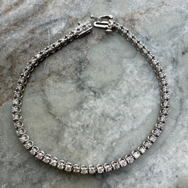 14k White Gold Round Diamond Tennis Bracelet