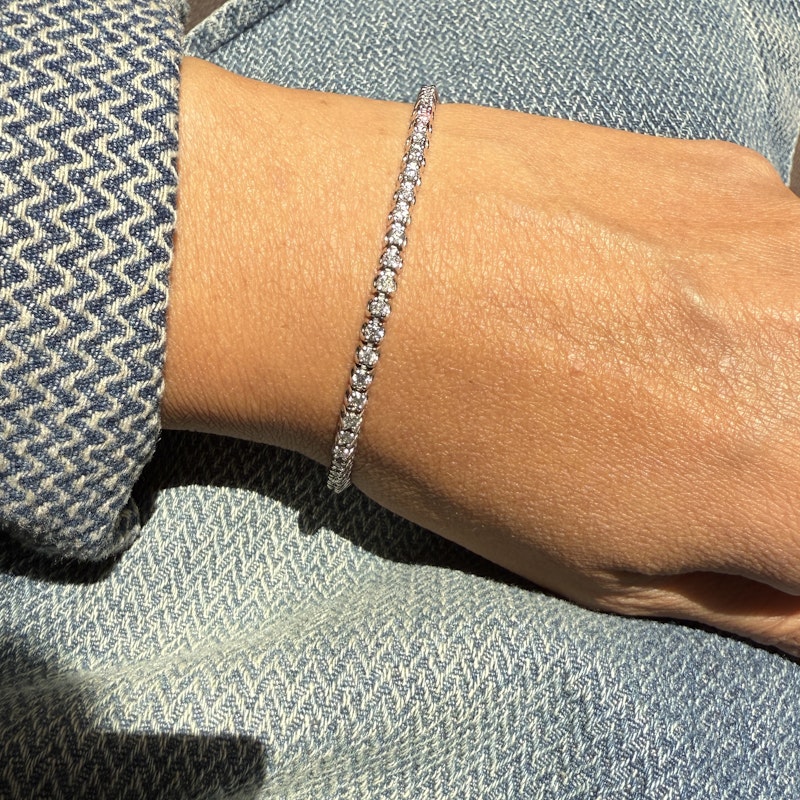 14k White Gold Round Diamond Tennis Bracelet