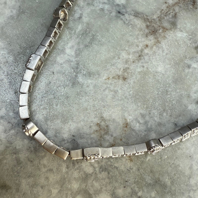 18k White Gold Art Deco Style Diamond Tennis Bracelet
