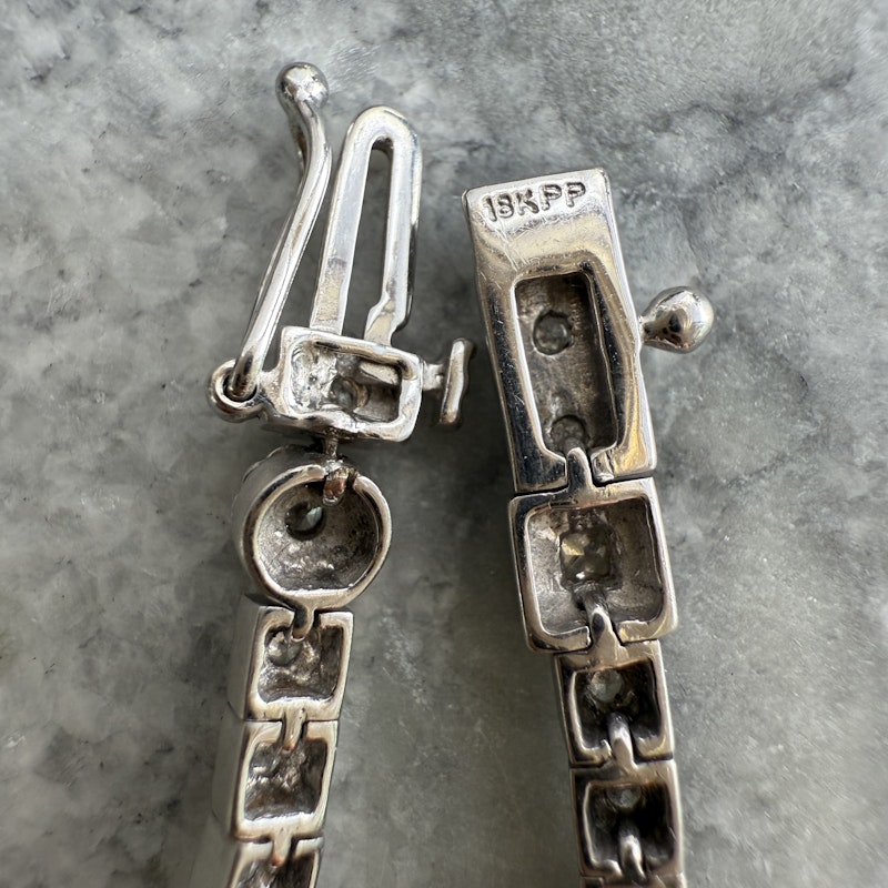 18k White Gold Art Deco Style Diamond Tennis Bracelet