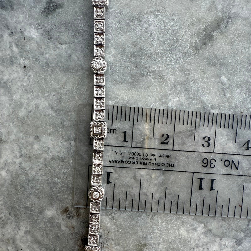 18k White Gold Art Deco Style Diamond Tennis Bracelet