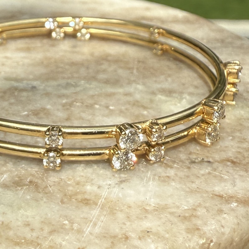 18k Yellow Gold Celestial Diamond Hoop Earrings