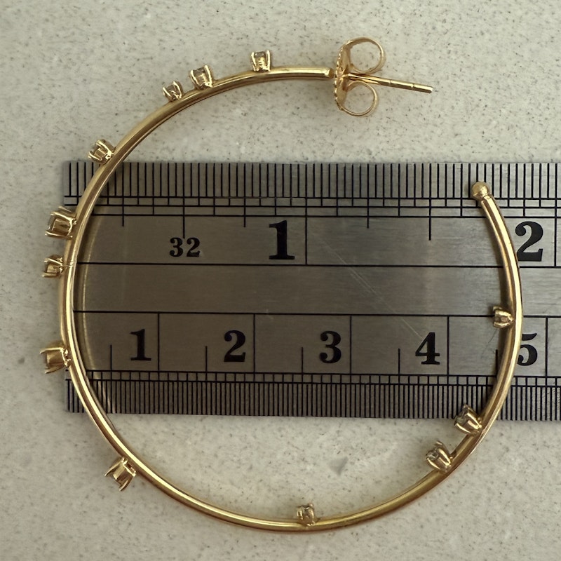 18k Yellow Gold Celestial Diamond Hoop Earrings