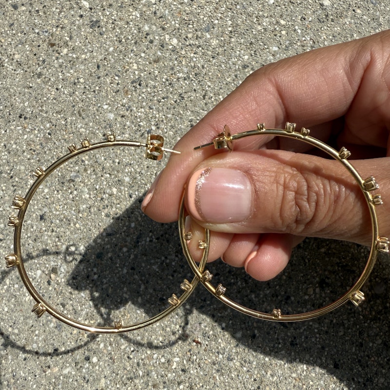 18k Yellow Gold Celestial Diamond Hoop Earrings