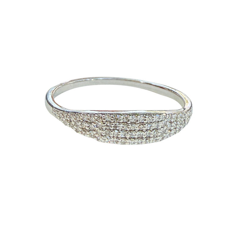 14k White Gold Pavé Diamond Dome Ring
