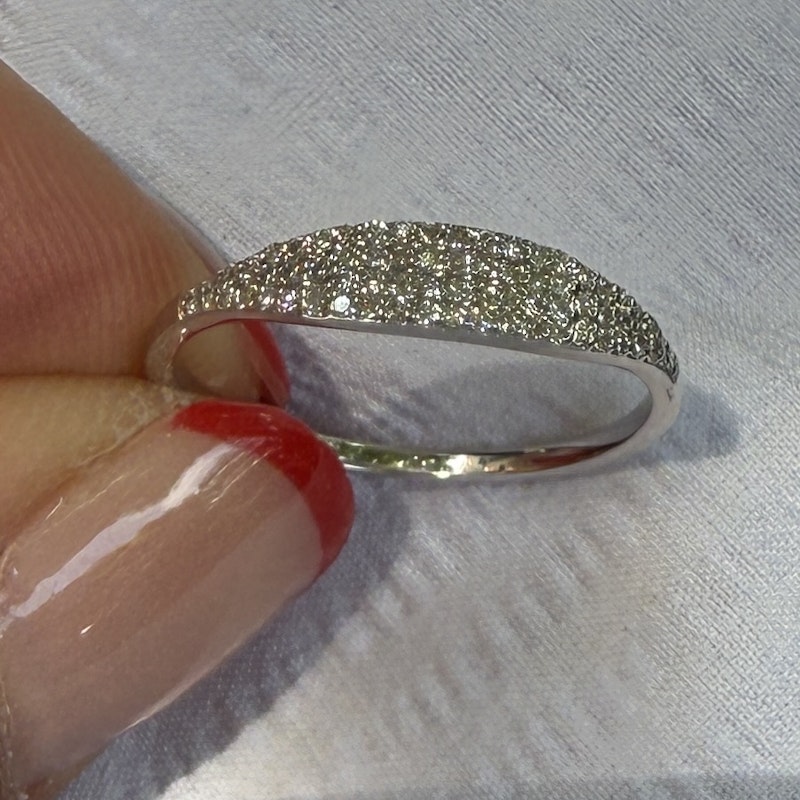 14k White Gold Pavé Diamond Dome Ring