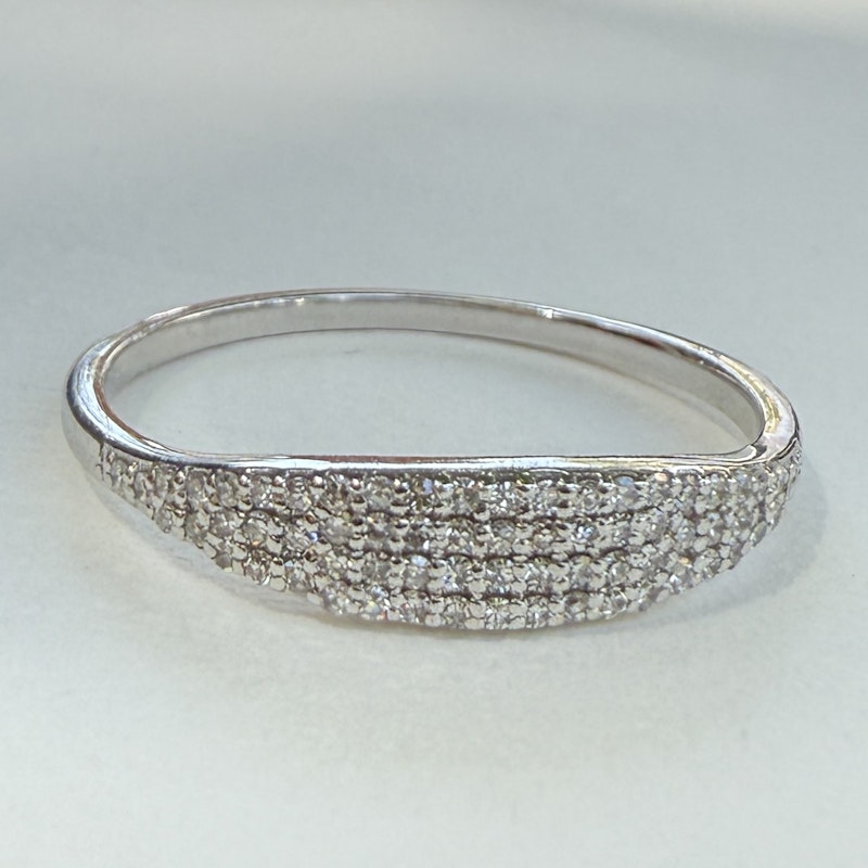 14k White Gold Pavé Diamond Dome Ring