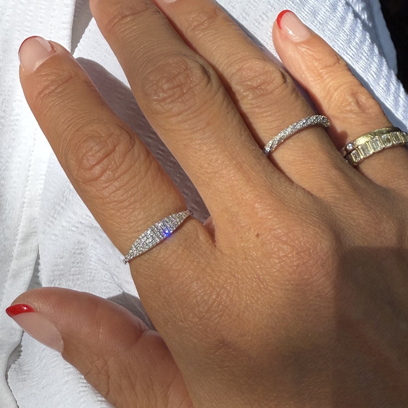 14k White Gold Pavé Diamond Dome Ring