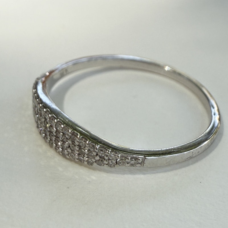 14k White Gold Pavé Diamond Dome Ring