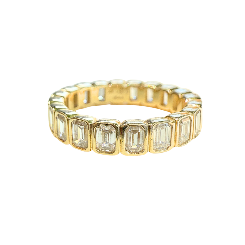 14k Yellow Gold Emerald Cut Diamond Eternity Band
