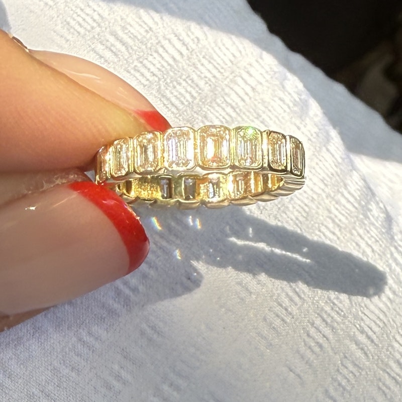 14k Yellow Gold Emerald Cut Diamond Eternity Band