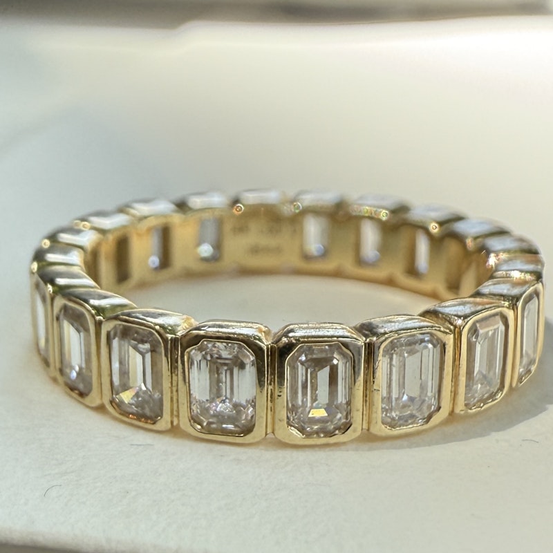 14k Yellow Gold Emerald Cut Diamond Eternity Band