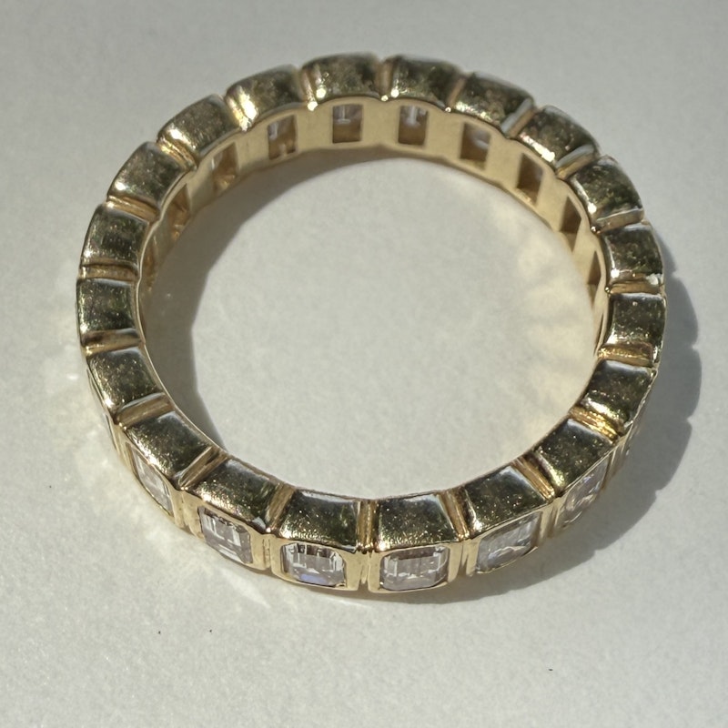 14k Yellow Gold Emerald Cut Diamond Eternity Band