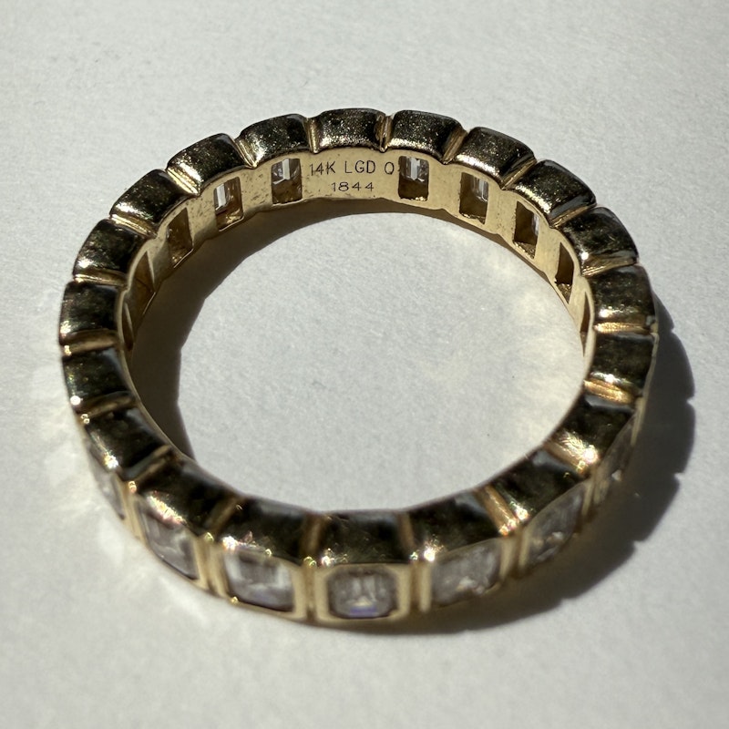 14k Yellow Gold Emerald Cut Diamond Eternity Band