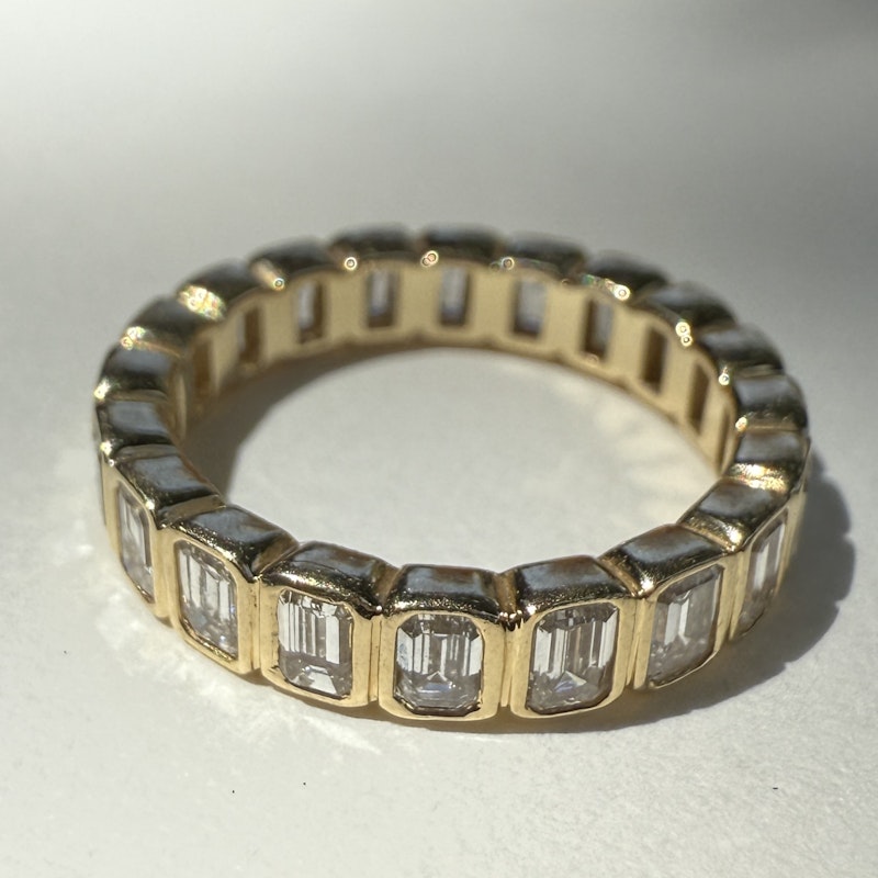 14k Yellow Gold Emerald Cut Diamond Eternity Band