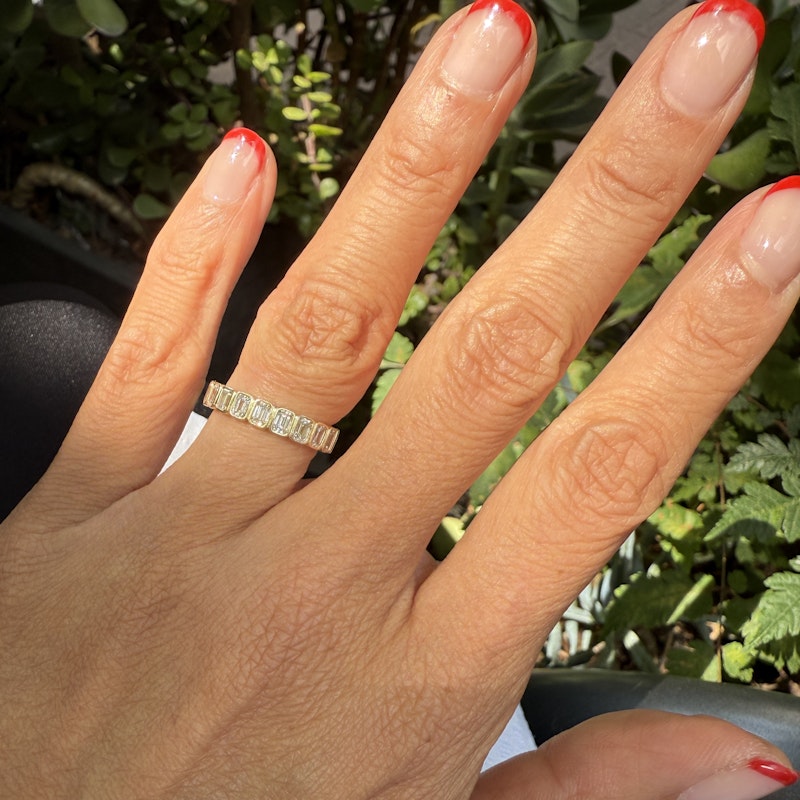 14k Yellow Gold Emerald Cut Diamond Eternity Band