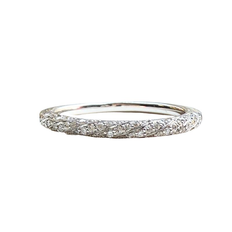 14k White Gold Sculpted Diamond Band