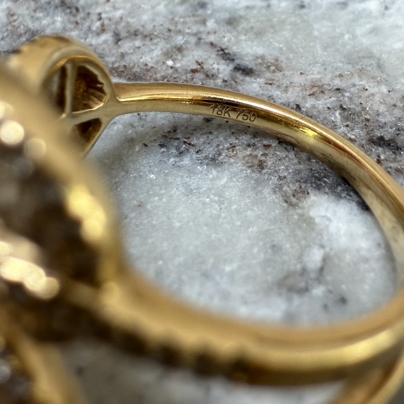 18k Yellow Gold Diamond Tri-Leaf Ring