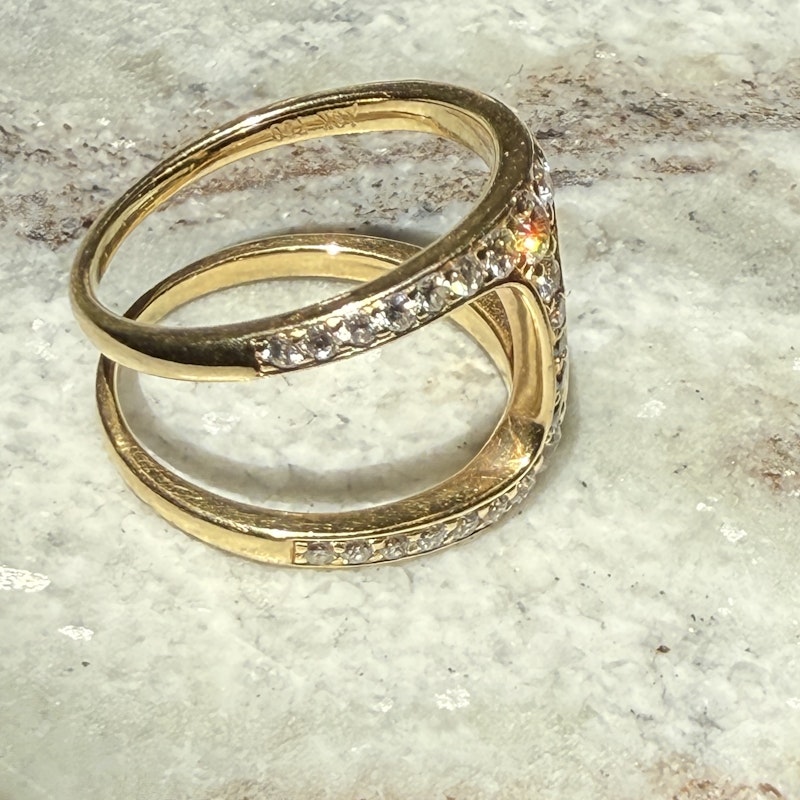 18k Yellow Gold Double Diamond Row Open Ring