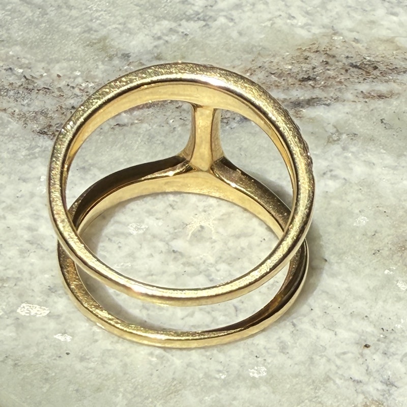 18k Yellow Gold Double Diamond Row Open Ring
