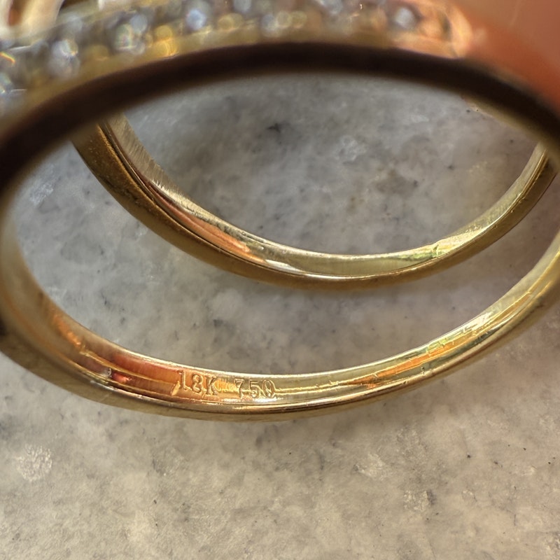 18k Yellow Gold Double Diamond Row Open Ring