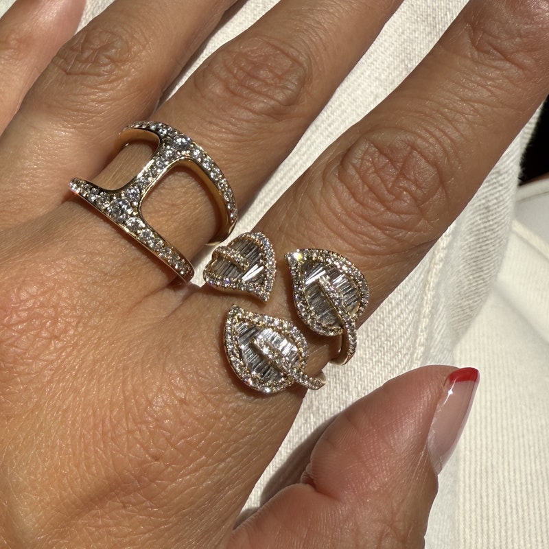 18k Yellow Gold Double Diamond Row Open Ring