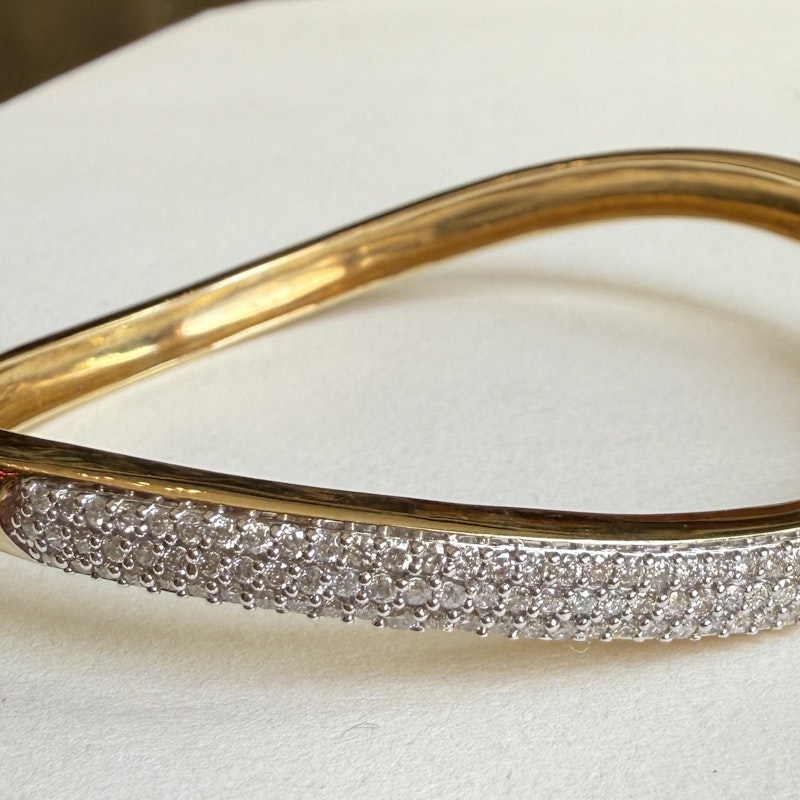 Vintage 14k Yellow and White Gold Diamond Wave Cuff, 2 of 2