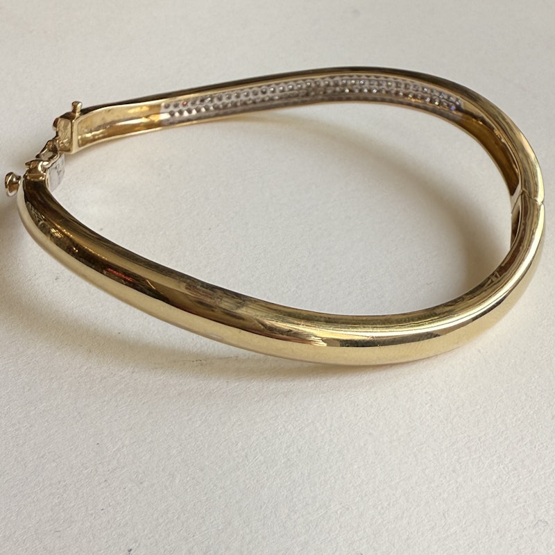 Vintage 14k Yellow and White Gold Diamond Wave Cuff, 2 of 2