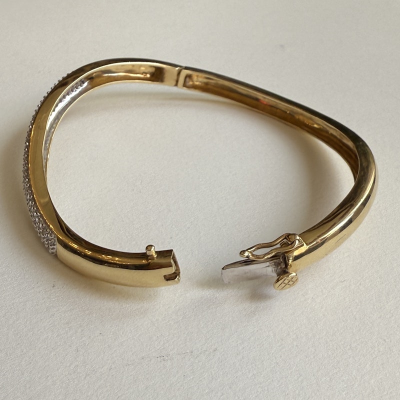 Vintage 14k Yellow and White Gold Diamond Wave Cuff, 2 of 2