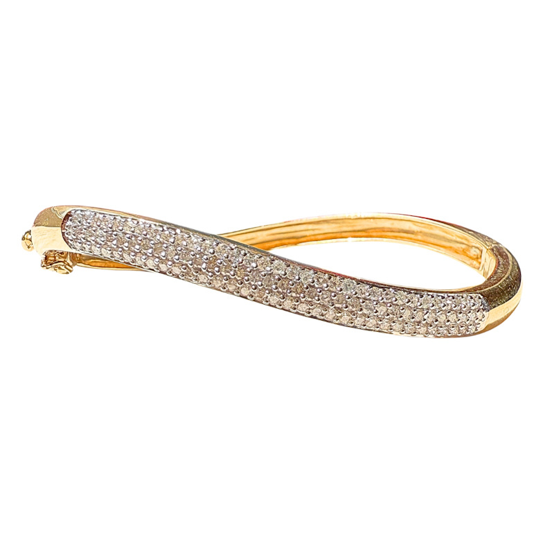 Vintage 14k Yellow and White Gold Diamond Wave Cuff, 2 of 2