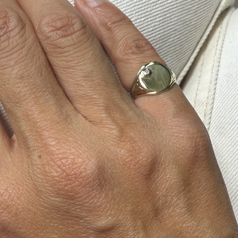 Vintage 14k Yellow Gold Diamond Pinky Signet Ring