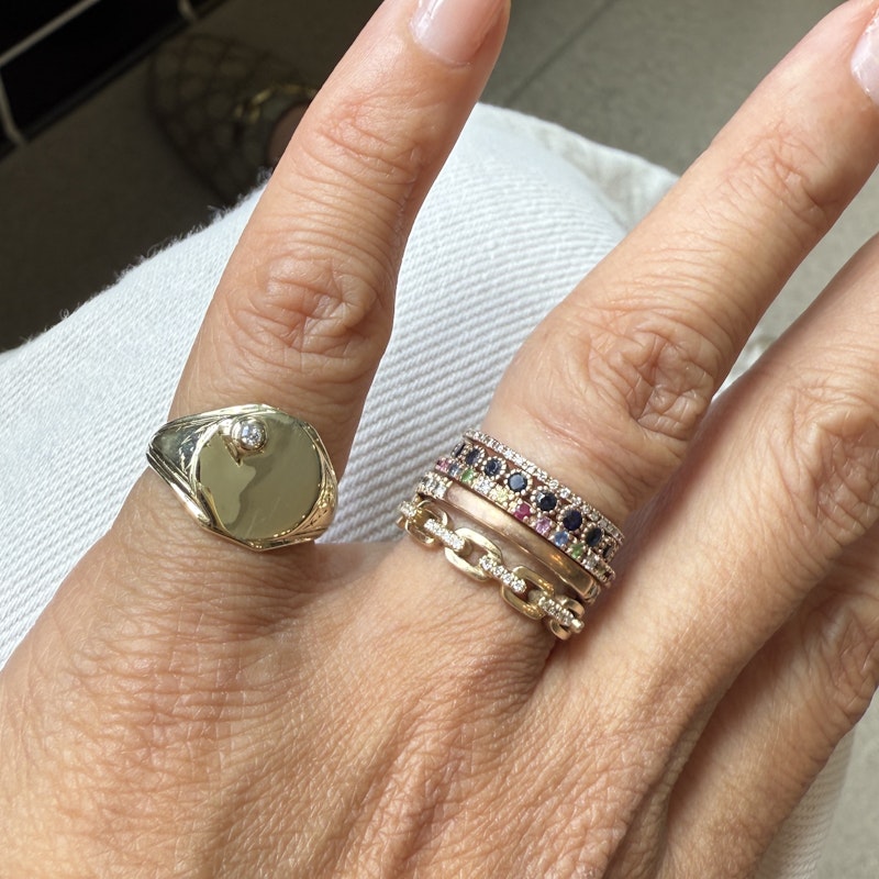 Vintage 14k Yellow Gold Diamond Pinky Signet Ring