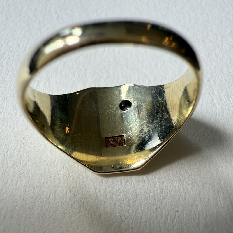 Vintage 14k Yellow Gold Diamond Pinky Signet Ring