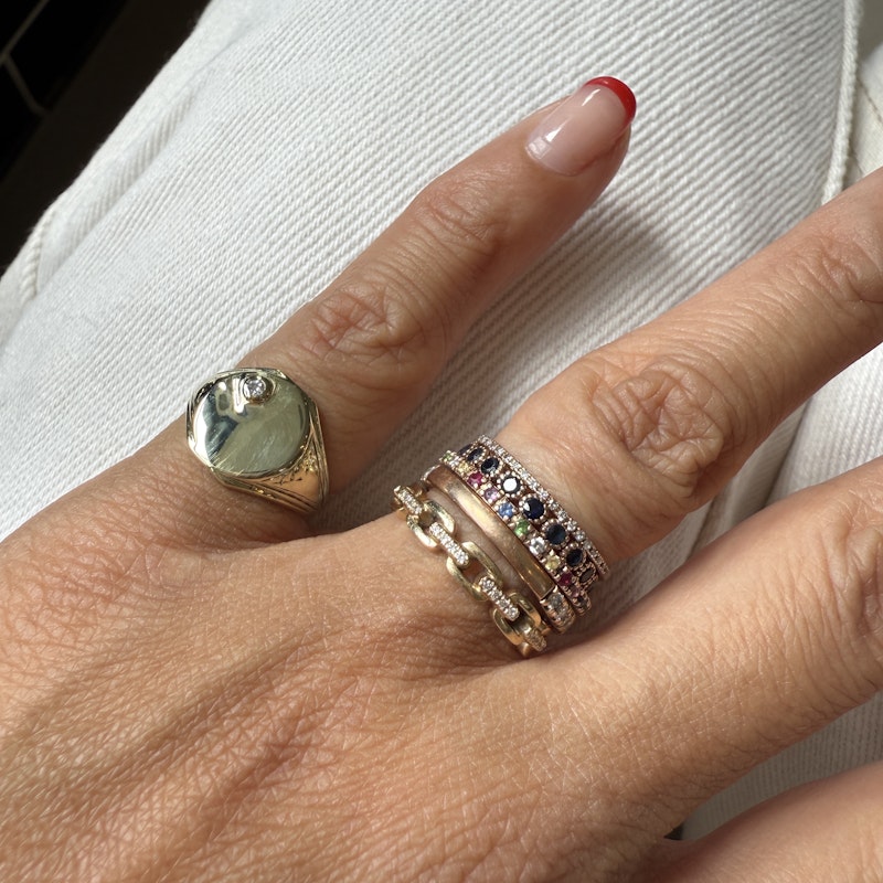 Vintage 14k Yellow Gold Diamond Pinky Signet Ring
