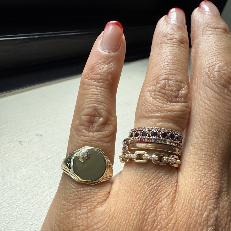 Vintage 14k Yellow Gold Diamond Pinky Signet Ring