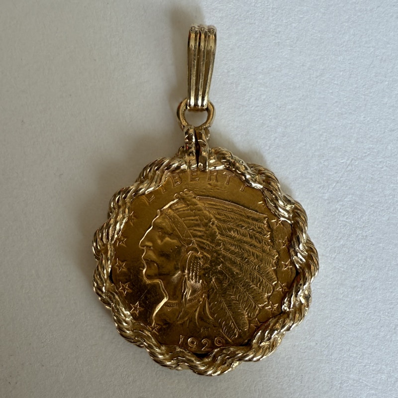 Vintage 1929 Native American Gold Coin Pendant