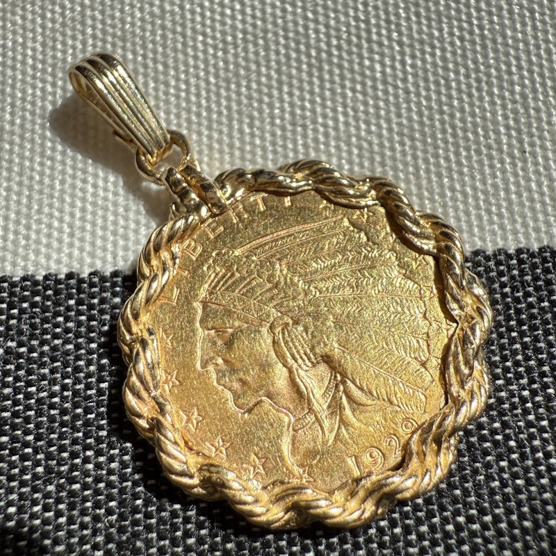 Vintage 1929 Native American Gold Coin Pendant
