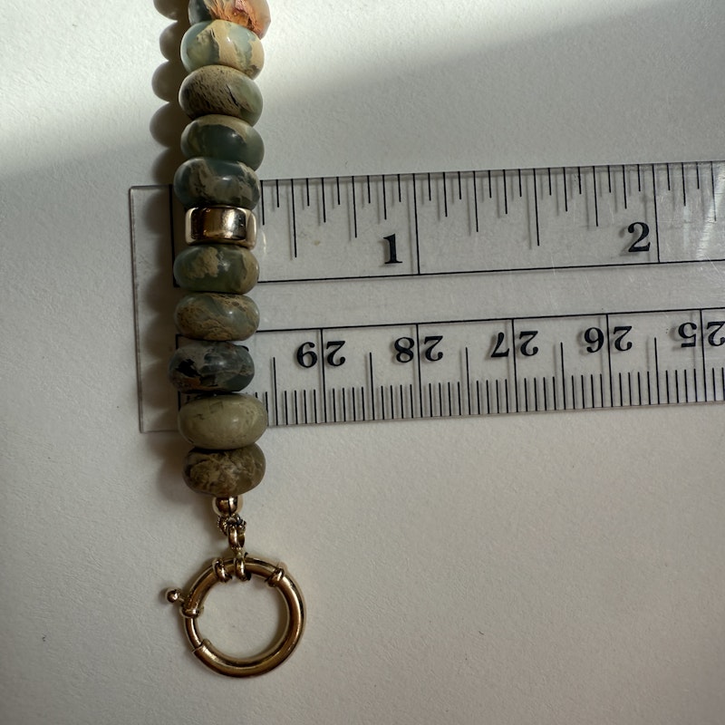 Natural Blue Opal Bead Necklace with 14k Gold Accents