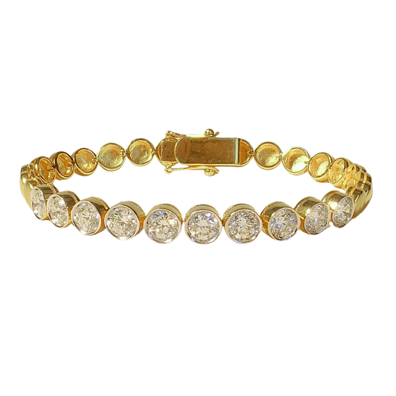 18k Yellow Gold Bezel Set Diamond Tennis Bracelet